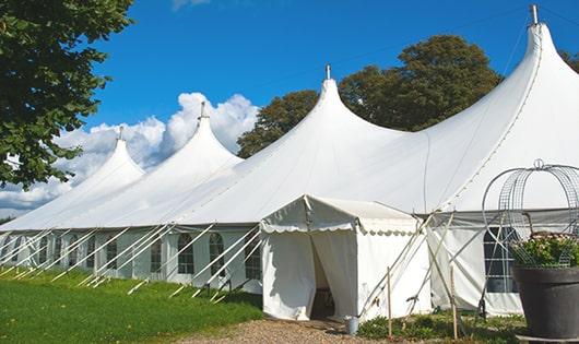 high-quality portable toilets stationed at a wedding, meeting the needs of guests throughout the outdoor reception in Mount Plymouth